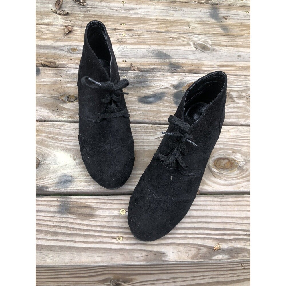 Dream Pairs Black Lace Up Faux Suede Wedge Heel Ankle Booties Women's 7.5